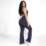 Solid Color U-Neck Backless Shaping High Waisted Jumpsuit