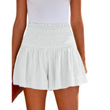 Solid High Waist Pleated Shorts