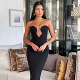 Strapless V-Neck Sexy Backless Waist Fishtail Skirt