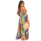 Printed Bust And Waist Casual Jumpsuits