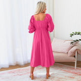 Lantern Sleeve Mid Length Dress