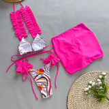 Ruffled Hem Bikini Three Piece Set