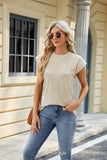 Solid Color Round Neck Loose Short Sleeve T-Shirt Tops