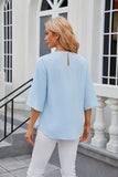 Round Neck Five-Quarter Sleeve Loose Chiffon Shirt Top