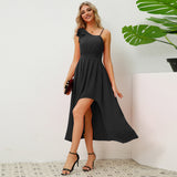 One Shoulder Bow Knot Sling Irregular Dress