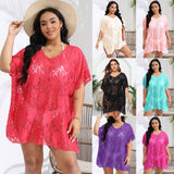 Plus Size Sexy Cover Up Beachwear Lace Cut-Out Beach Dress