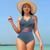 One Piece Swimsuit Solid Color Mesh Bikini