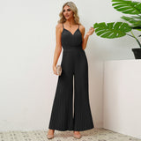 V-Neck Camisole Pleated Jumpsuits