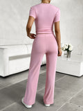 Round Neck Short Sleeve Trousers Suits