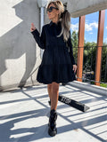 Long Sleeve Ruffle Swing Mini Dress