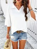 Solid Color Lapel Loose Sweater Top