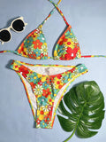 Printed Halterneck String Bikinis