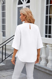 Round Neck Five-Quarter Sleeve Loose Chiffon Shirt Top