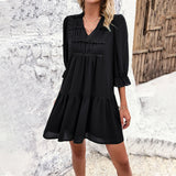 3/4 Sleeves V-Neck Dresses