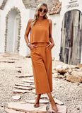 Sleeveless Top And Cropped Pants Two Piece Sets