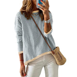 Crew Neck Striped Long Sleeve Casual Sweater