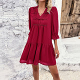 3/4 Sleeves V-Neck Dresses