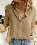 Casual Solid Button Long Sleeve Blouses