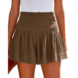 Solid High Waist Pleated Shorts