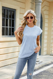 Solid Color Round Neck Loose Short Sleeve T-Shirt Tops