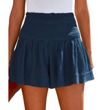 Solid High Waist Pleated Shorts