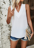 Sleeveless Solid Color V-Neck Tops