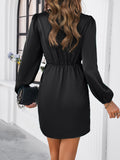 Solid Color V-Neck Long Sleeve Dresses