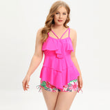 Large Size Three-Layer Ruffled Lace Split Skirt Swimsuits