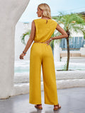 Round Neck Slim Fit Sleeveless Top+Pants Sets