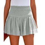 Solid High Waist Pleated Shorts