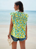 Round Neck Short Sleeve Printed Top