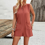 Sleeveless Solid Color Jumpsuits