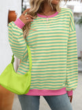 Colorful Striped Crew Neck Loose Sweatshirt