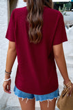 Casual solid color V-neck T-shirt