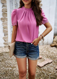 Solid Color Round Neck Short Sleeve Top