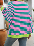 Colorful Striped Crew Neck Loose Sweatshirt