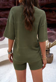 Casual Solid Color Short-Sleeved Sweater Suits