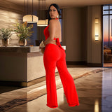 Halter V-Neck Fashionable Trousers Jumpsuit