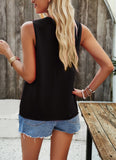 Sleeveless Solid Color V-Neck Tops