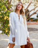 Solid Long Sleeve V-neck Loose Casual Dress