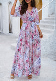 V-Neck Printed Waist Dresses