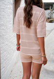 Casual Solid Color Short-Sleeved Sweater Suits