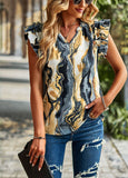 V-Neck Floral Short Sleeved Top