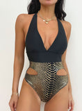 Deep V Backless High Elastic One-Piece Swimsuits