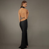 Round Neck Strappy Sexy Backless Tight Long Skirts