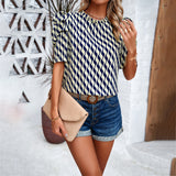 Puff Sleeve Print Tops