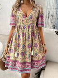 Printed Short-Sleeved Dresses