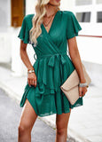 Strappy Solid Color A-Line Short Skirts