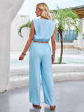 Round Neck Slim Fit Sleeveless Top+Pants Sets