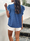 Round Neck Short Sleeve Printed Top